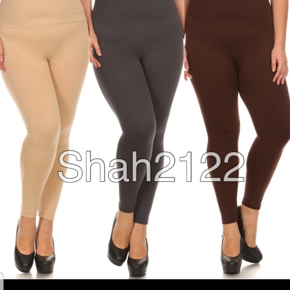 Plus size OS leggings fleece lined - Picture 2 of 2
